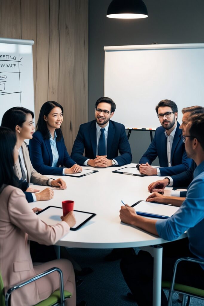 Group People Sit Around Table Conference Room 683x1024